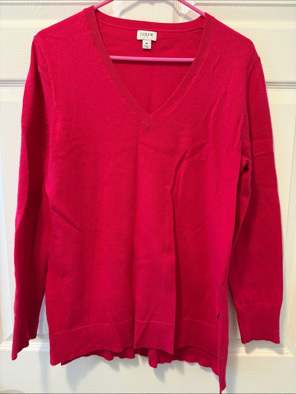 J. Crew Women's V-Neck Sweater in Fuchsia Pink